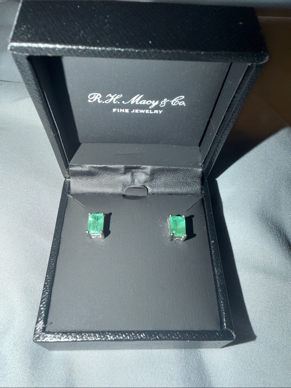 Green Emerald-Cut Stud Earrings